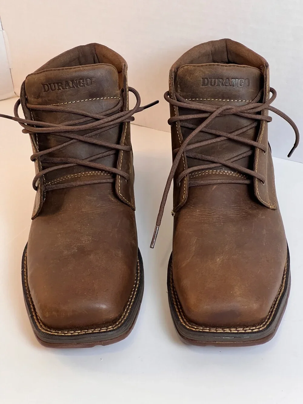 Durango Red Dirt Rebel Mens Boots Size 9.5 Brown Leather Steel Toe Chukka